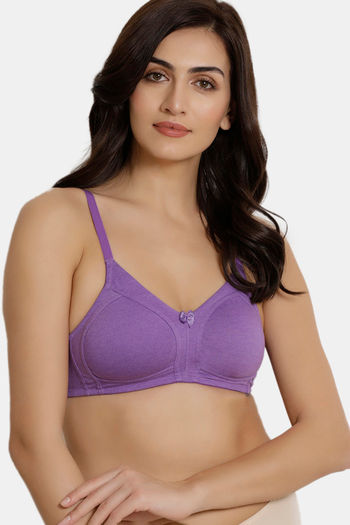 Buy Zivame Essentials Double Layered Non Wired Full Coverage T-Shirt Bra - Deep Lavender